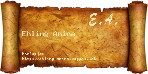 Ehling Anina névjegykártya